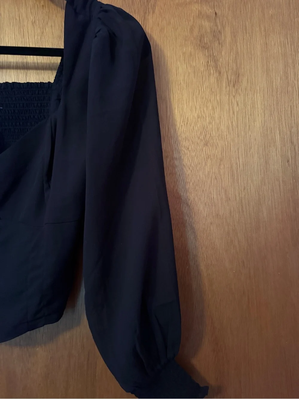 Black Puff-Sleeve Square Neck crop top